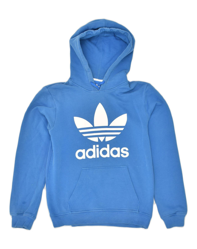 ADIDAS Mens Graphic Hoodie Jumper Small Blue Cotton | Vintage Adidas | Thrift | Second-Hand Adidas | Used Clothing | Messina Hembry 