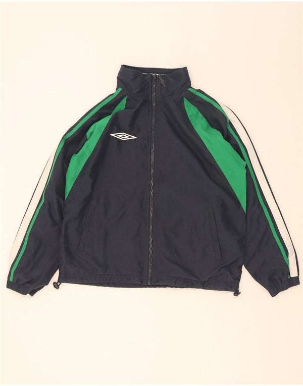 Umbro Mens Tracksuit Top Jacket Small Navy Blue Colourblock Polyester
