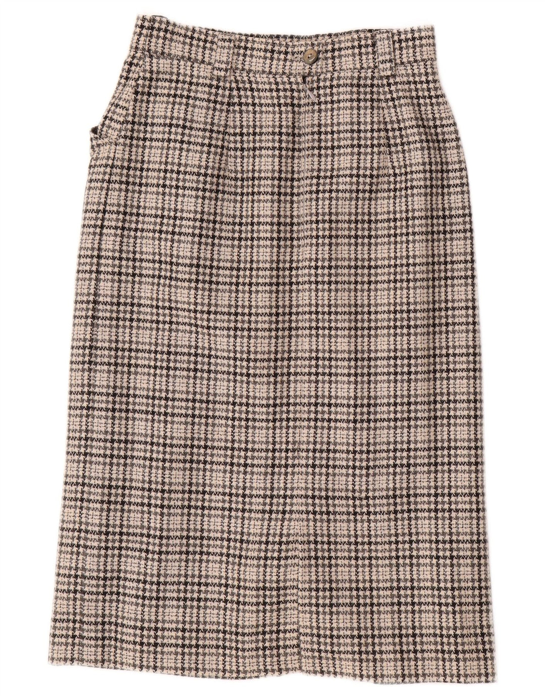 Vintage Womens Pencil Skirt IT 36 XS W26  Grey Houndstooth Wool