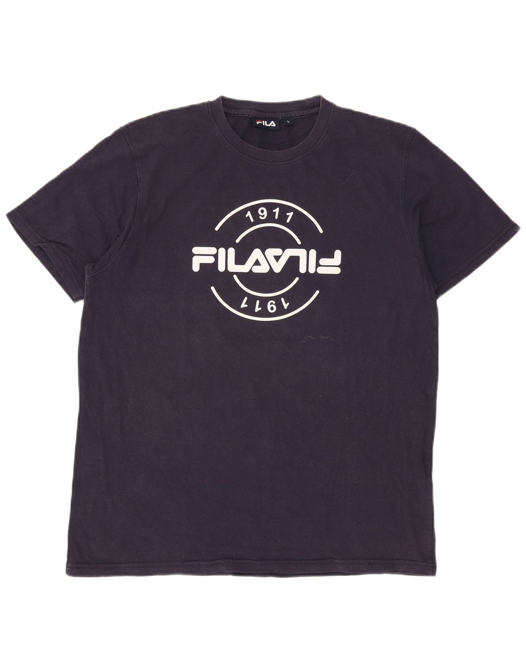 Fila Mens Graphic T-Shirt Top Large Navy Blue Cotton