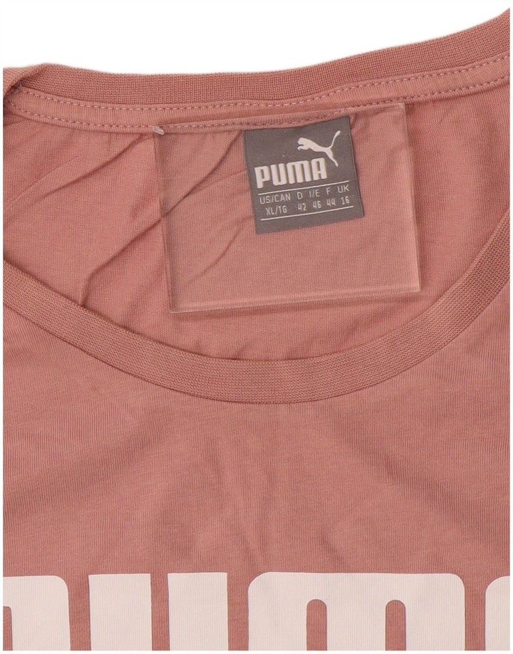 Puma Womens Loose Fit Crop Graphic T-Shirt Top UK 16 Large Pink