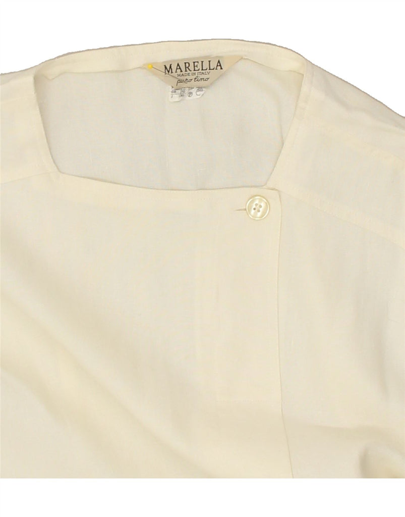 MARELLA Womens Shift Dress UK 10 Small White Linen | Vintage Marella | Thrift | Second-Hand Marella | Used Clothing | Messina Hembry 