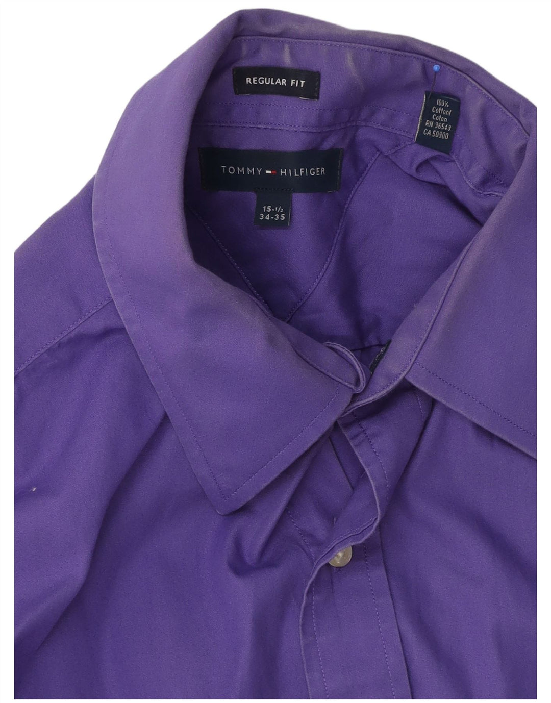 Tommy Hilfiger Mens Regular Fit Shirt Size 15 1/2 Medium Purple Cotton