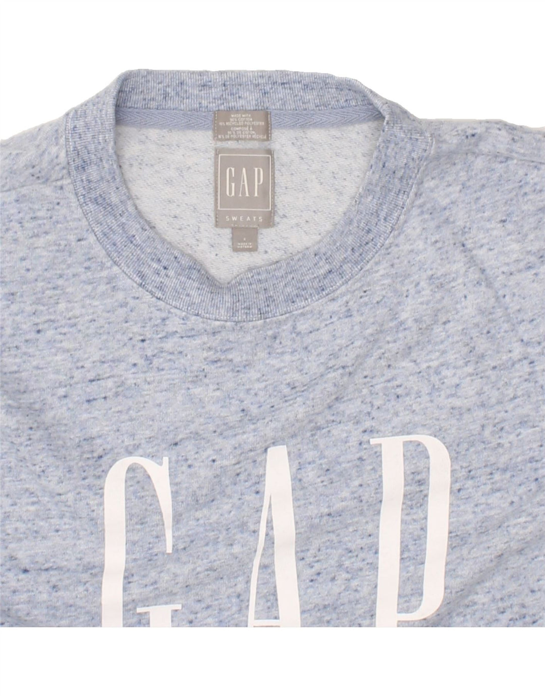 GAP Womens Graphic Sweatshirt Jumper UK 10 Small Blue Flecked Cotton | Vintage Gap | Thrift | Second-Hand Gap | Used Clothing | Messina Hembry 
