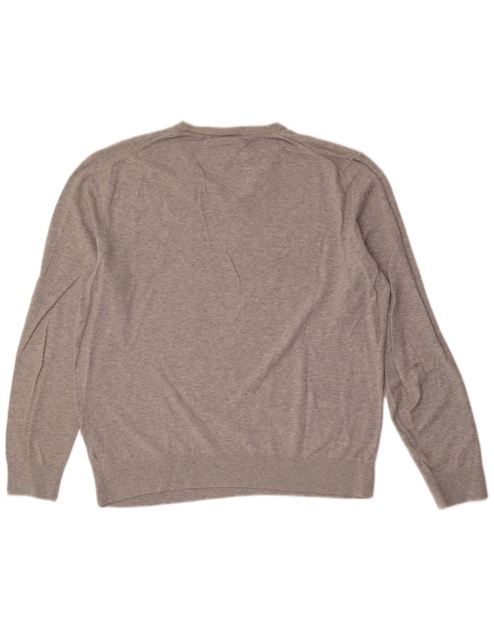 Tommy Hilfiger Mens V-Neck Jumper Sweater 2XL Grey Cotton