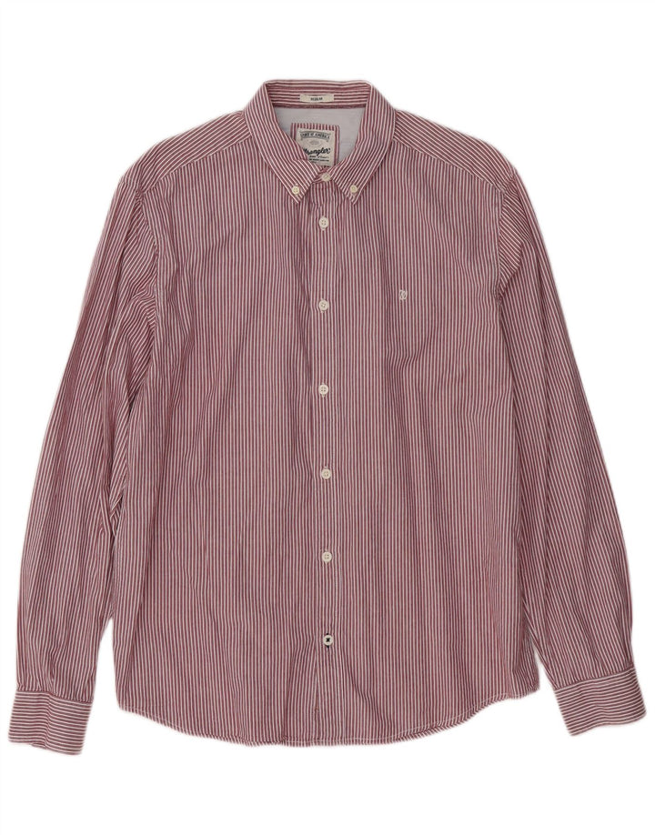 WRANGLER Mens Shirt Large Red Striped Cotton