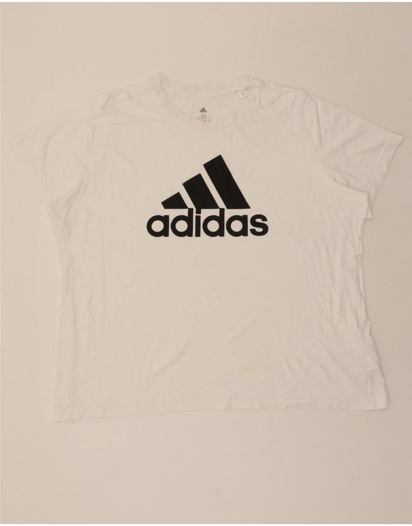 ADIDAS Womens Oversized Graphic T-Shirt Top UK 32/34 4XL White Cotton Vintage Adidas and Second-Hand Adidas from Messina Hembry 