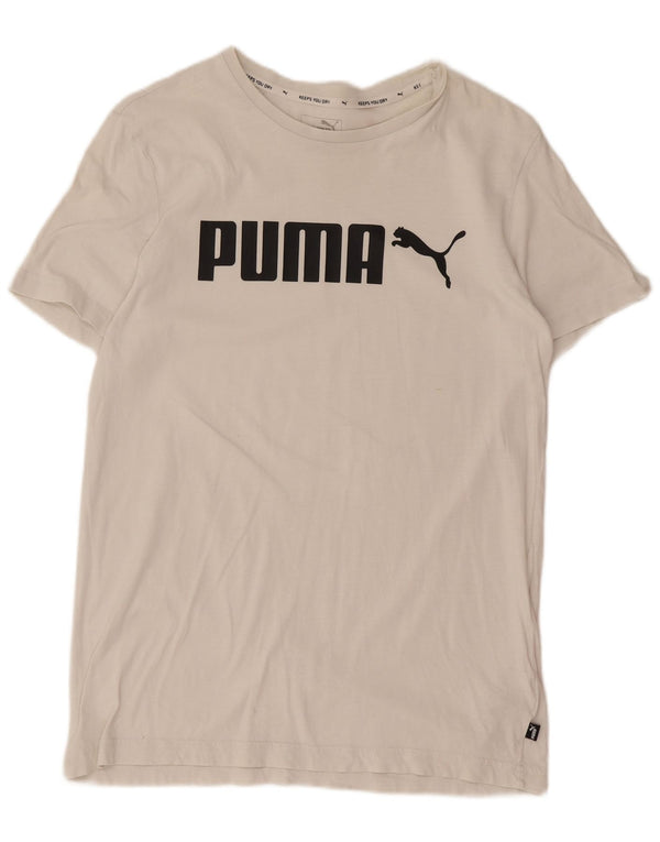 Puma Boys Graphic T-Shirt Top 15-16 Years White Cotton