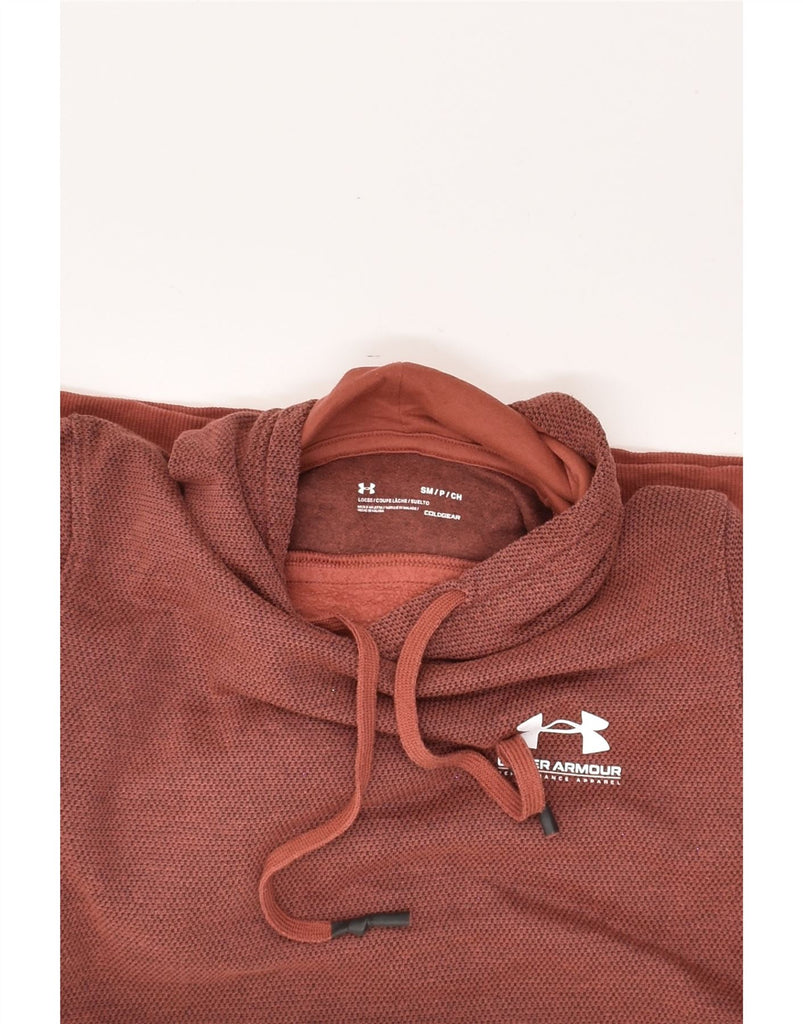 UNDER ARMOUR Mens Graphic Hoodie Jumper Small Brown Colourblock Cotton | Vintage Under Armour | Thrift | Second-Hand Under Armour | Used Clothing | Messina Hembry 