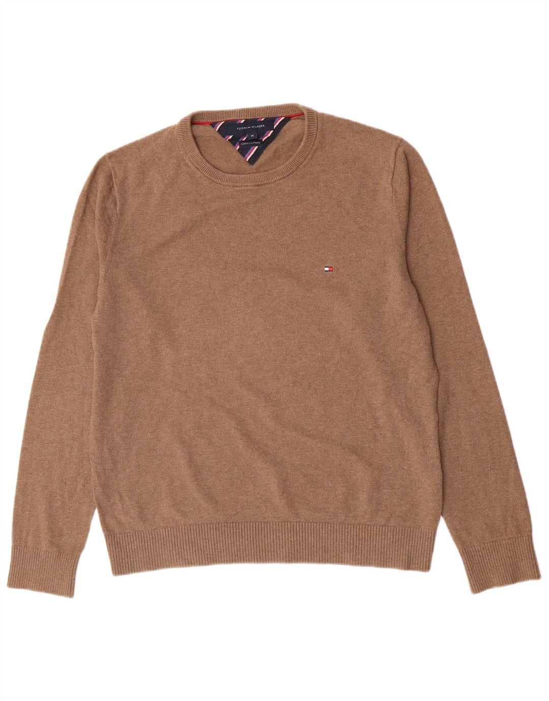 Tommy Hilfiger Mens Crew Neck Jumper Sweater Medium Brown Cotton