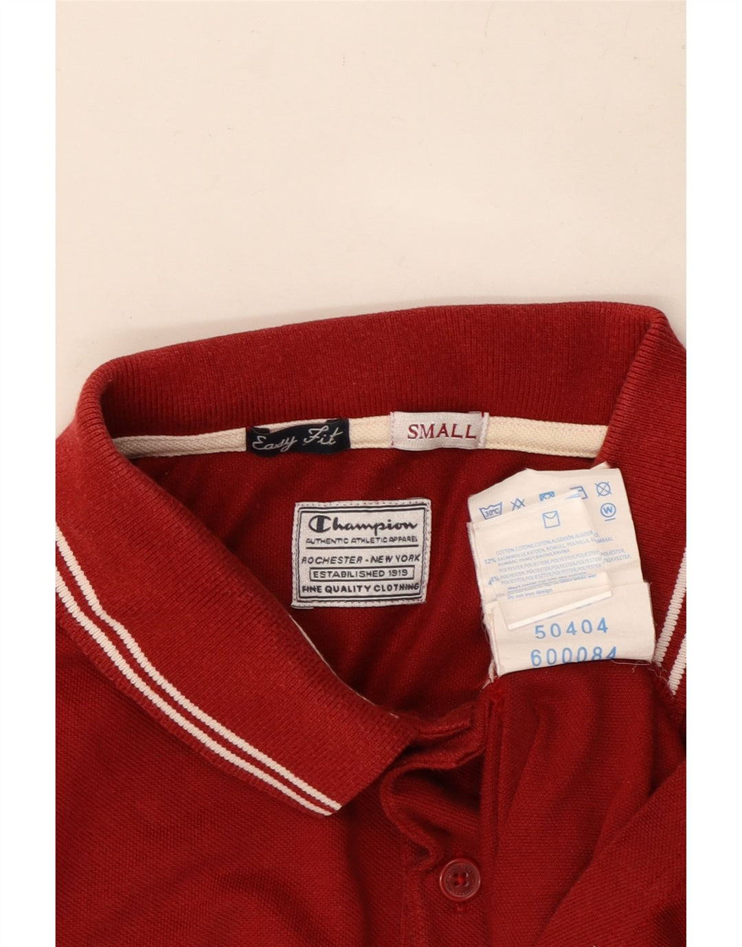 CHAMPION Mens Easy Fit Polo Shirt Small Red Cotton