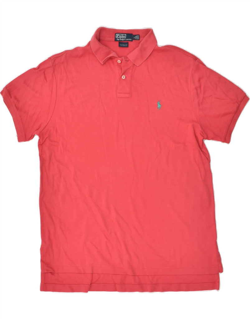 POLO RALPH LAUREN Mens Custom Fit Polo Shirt Large Red Cotton | Vintage Polo Ralph Lauren | Thrift | Second-Hand Polo Ralph Lauren | Used Clothing | Messina Hembry 