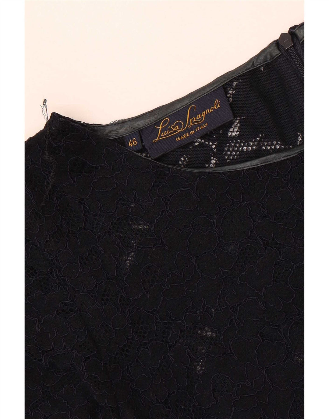 Luisa Spagnoli Womens Lace Blouse Top IT 46 Large Navy Blue