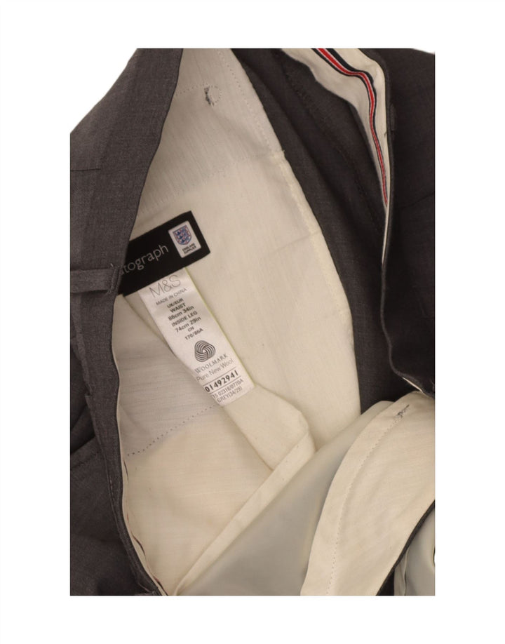 Marks & Spencer Mens Autograph Straight Suit Trousers W34 L29 Grey Wool
