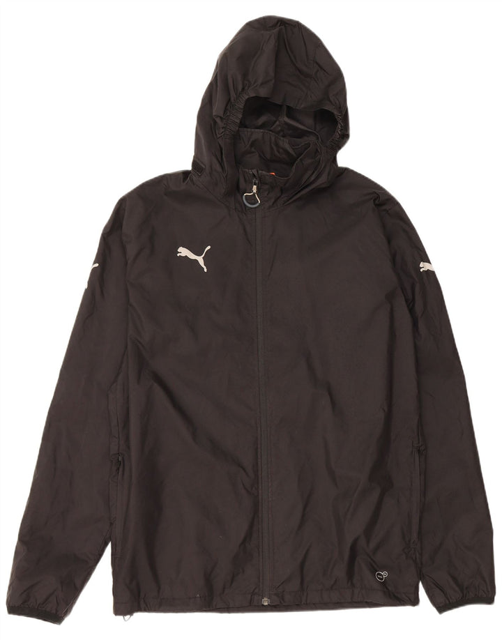 PUMA Mens Hooded Rain Jacket UK 38 Medium Black Nylon