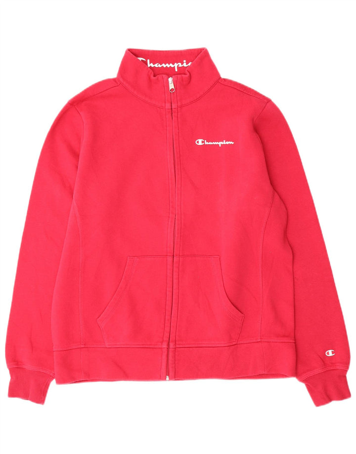 Champion Womens Tracksuit Top Jacket UK 16 Large Pink Cotton
