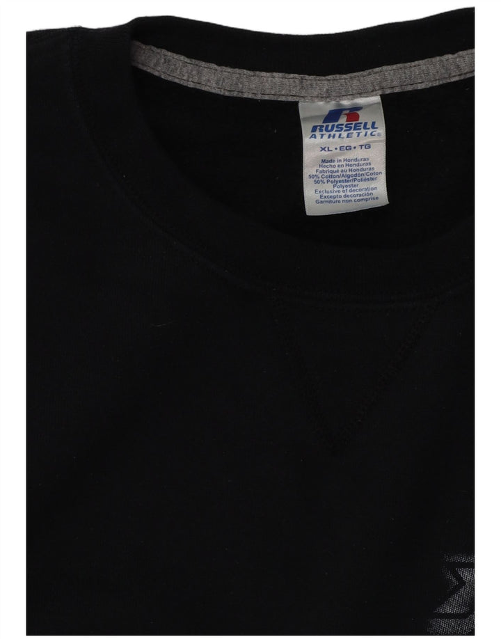 RUSSELL ATHLETIC Mens Graphic Sweatshirt Jumper XL Black Cotton