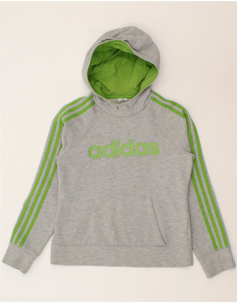 ADIDAS Womens Graphic Hoodie Jumper UK 12 Medium Grey Cotton Vintage Adidas and Second-Hand Adidas from Messina Hembry 