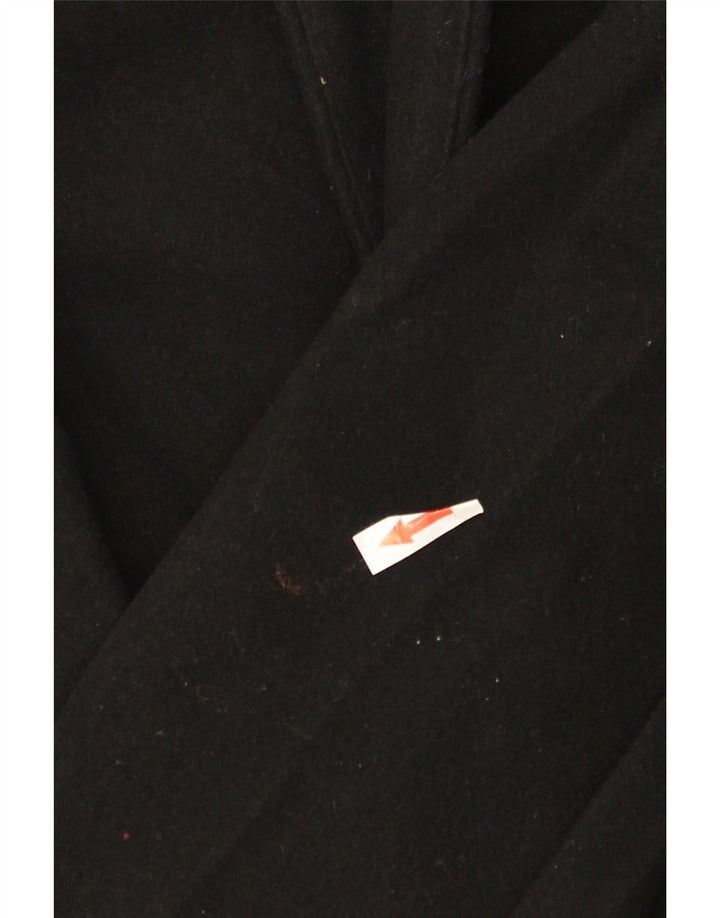 ZARA Womens Hooded Overcoat UK 16 Large Black Polyester
