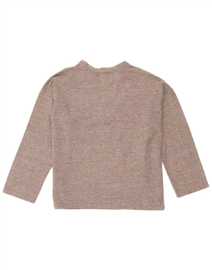 Zara Womens Trafaluc Oversized Top Long Sleeve UK 10 Small Brown Flecked