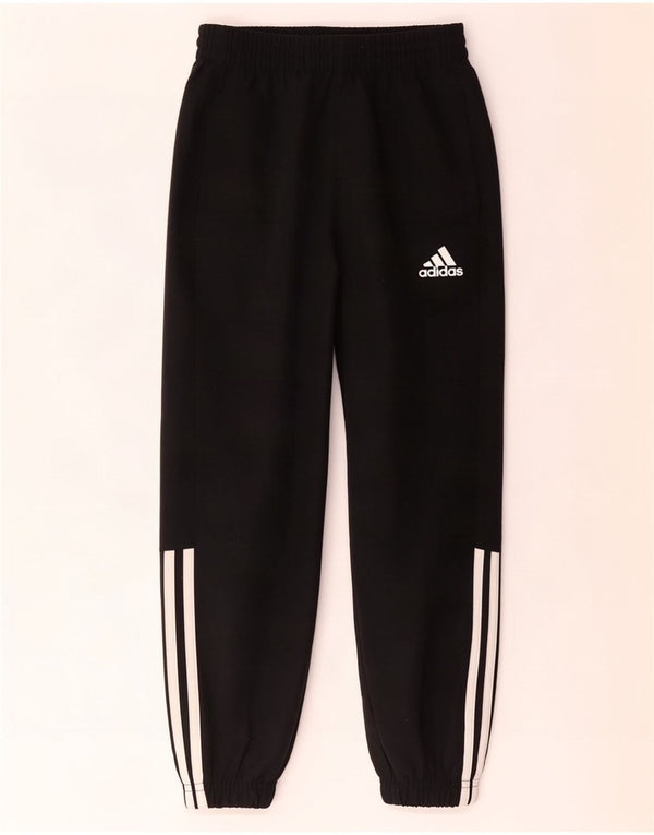 Adidas Boys Tracksuit Trousers Joggers 7-8 Years Black Polyester