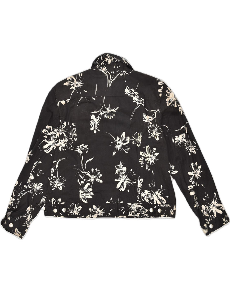 CHAPS Womens Bomber Jacket UK 18 XL Black Floral Cotton | Vintage Chaps | Thrift | Second-Hand Chaps | Used Clothing | Messina Hembry 