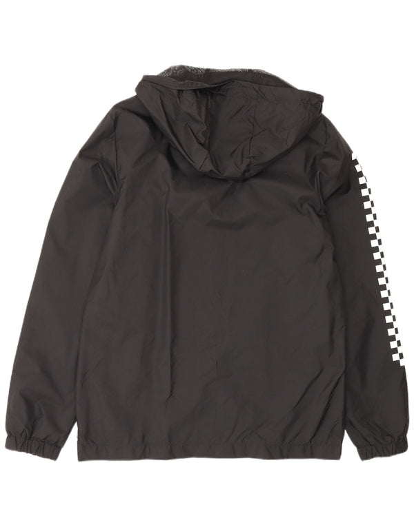 Vans Mens Graphic Hooded Rain Jacket UK 36 Small Black Geometric Nylon