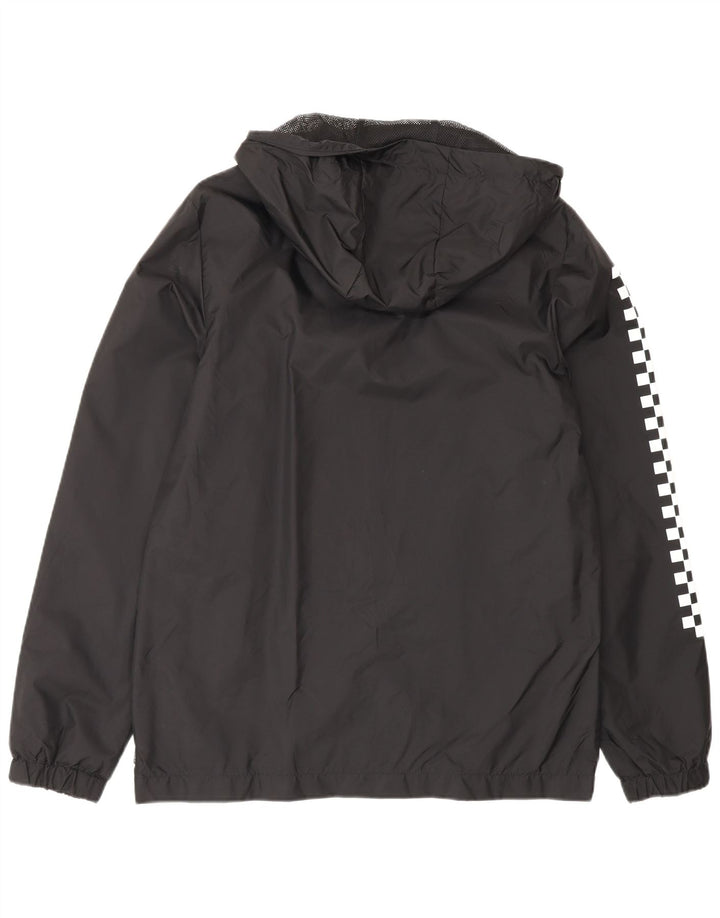 Vans Mens Graphic Hooded Rain Jacket UK 36 Small Black Geometric Nylon