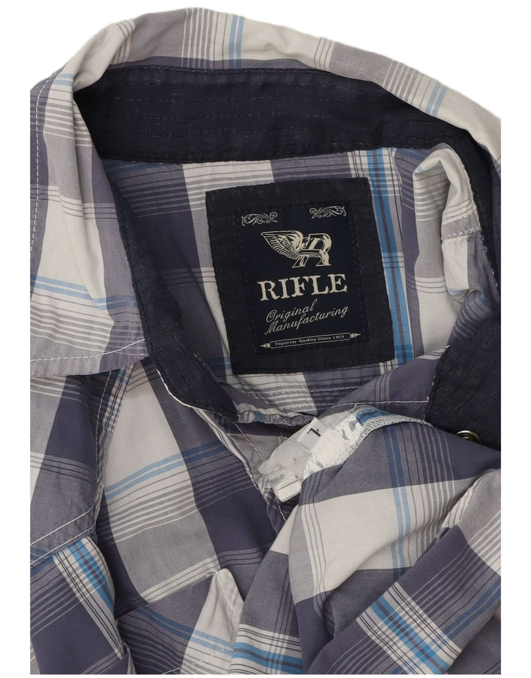 Rifle Mens Short Sleeve Shirt Large Blue Check