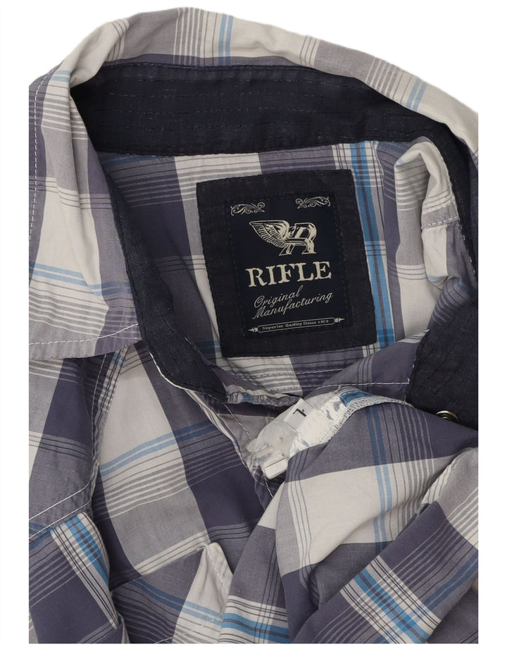 Rifle Mens Short Sleeve Shirt Large Blue Check