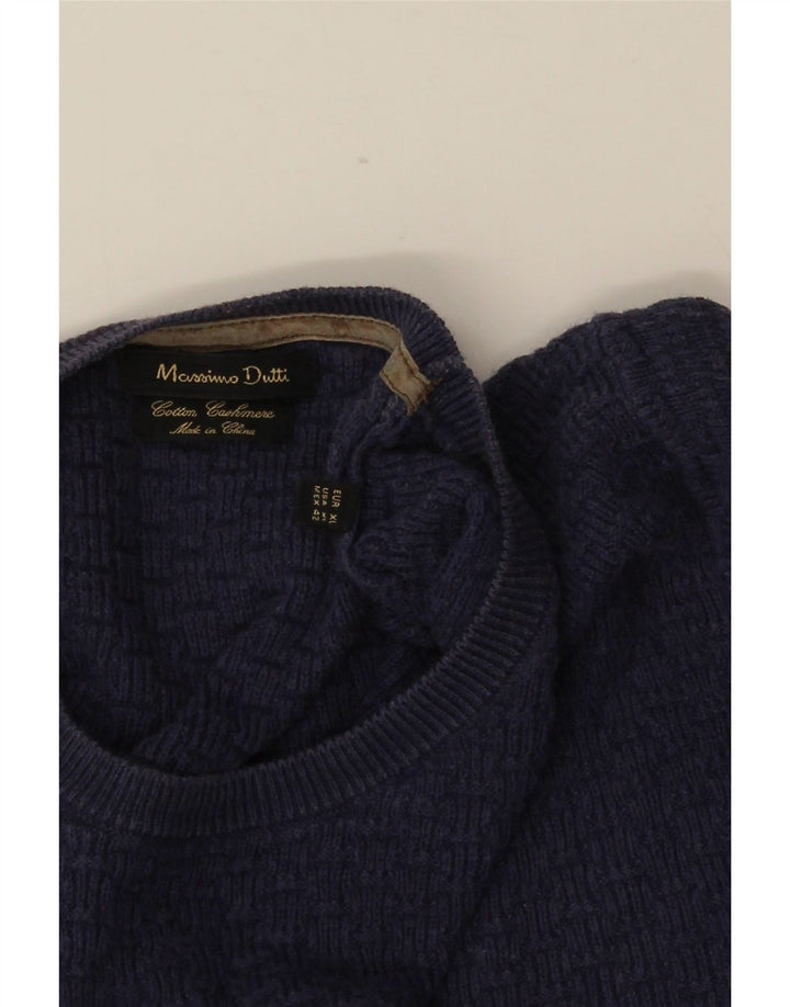 MASSIMO DUTTI Mens Crew Neck Jumper Sweater XL Blue Cotton