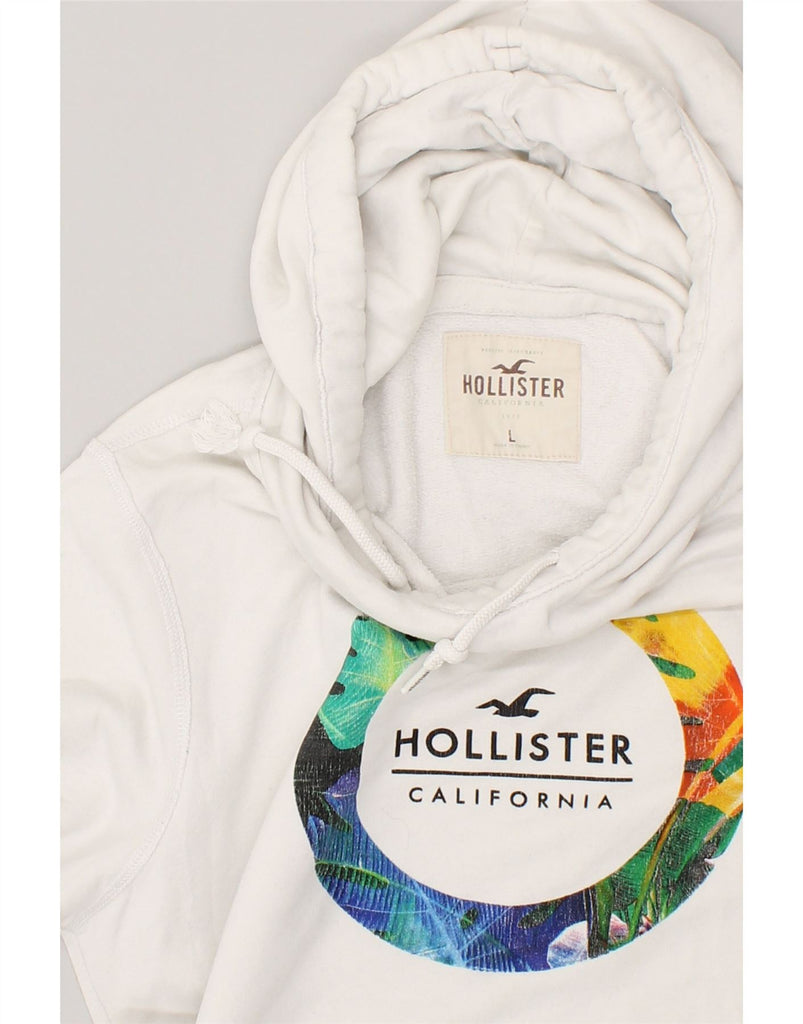 HOLLISTER Mens Graphic Hoodie Jumper Large White Cotton | Vintage Hollister | Thrift | Second-Hand Hollister | Used Clothing | Messina Hembry 