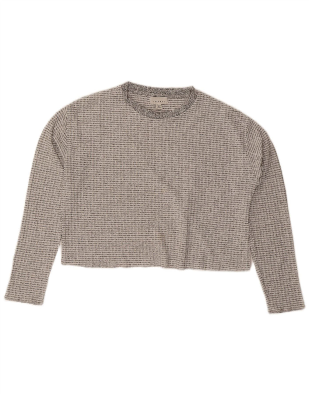 Topshop Womens Crop Top Long Sleeve UK 14 Medium Grey Polyester