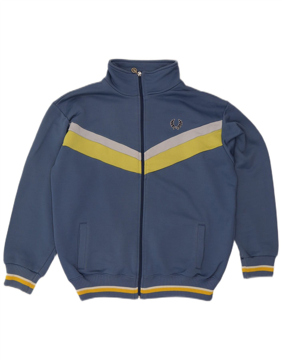 Fred Perry Mens Tracksuit Top Jacket Medium Blue Colourblock Cotton