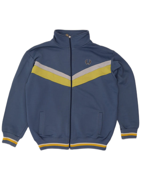 Fred Perry Mens Tracksuit Top Jacket Medium Blue Colourblock Cotton
