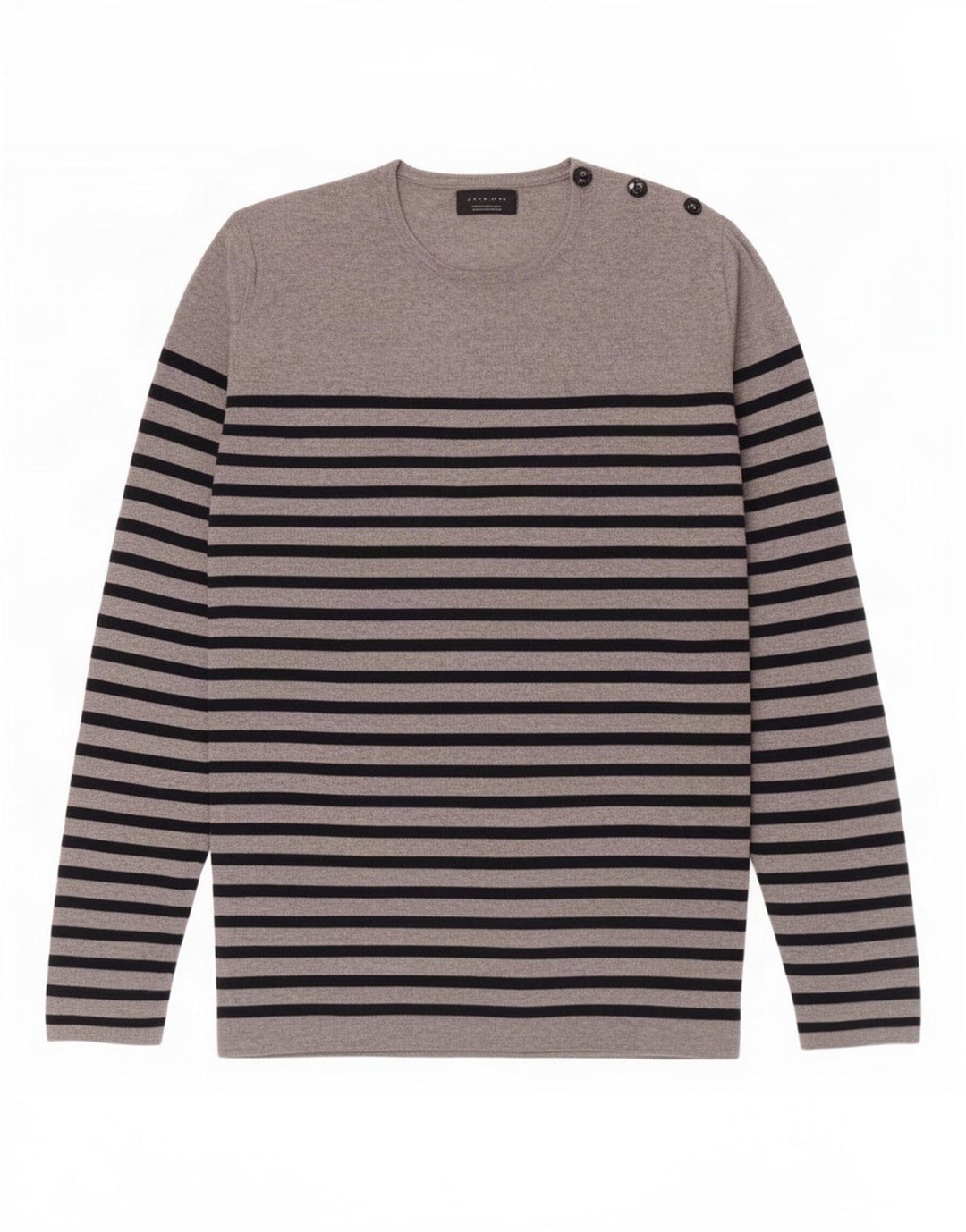 Zara Mens Crew Neck Jumper Sweater Large Grey Striped