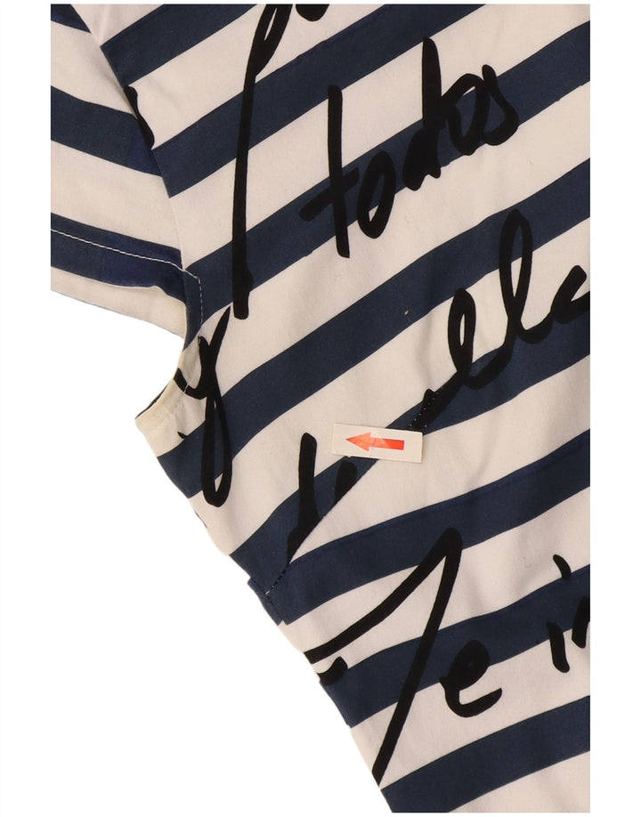Desigual Womens Graphic Sheath Dress EU 40 Medium White Striped