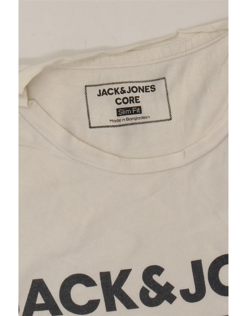 JACK & JONES Mens Slim Fit Graphic T-Shirt Top Small White Cotton Vintage Jack & Jones and Second-Hand Jack & Jones from Messina Hembry 