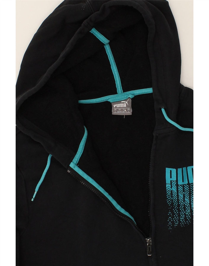 PUMA Mens Zip Hoodie Sweater Large Black Cotton | Vintage Puma | Thrift | Second-Hand Puma | Used Clothing | Messina Hembry 