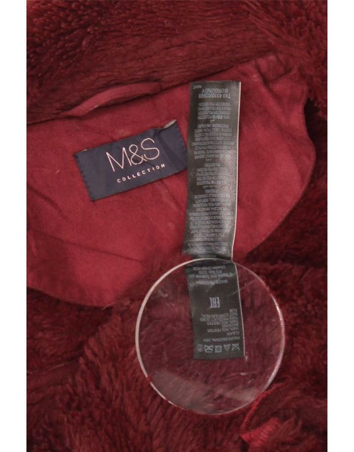 Marks & Spencer Womens Sherpa Jacket UK 10 Small Burgundy Polyester