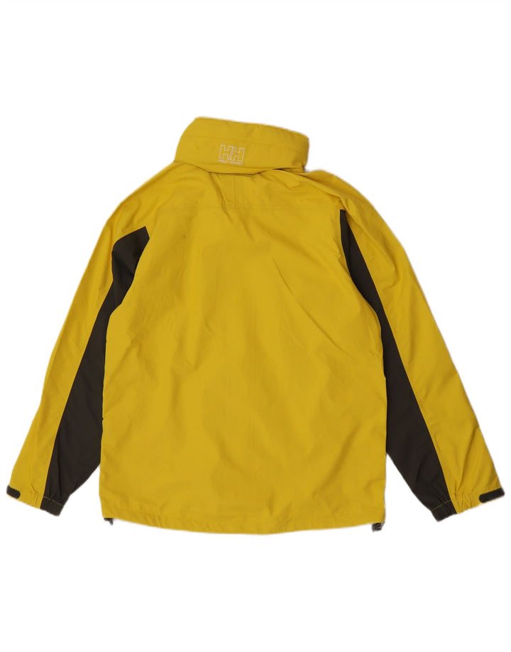 Helly Hansen Womens Hooded Rain Jacket UK 16 Large Yellow Colourblock
