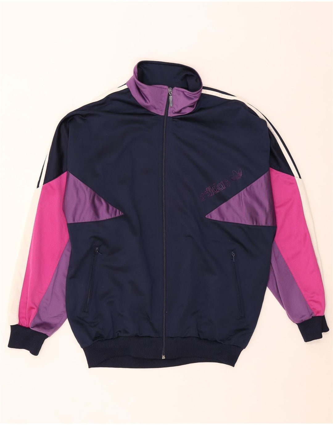 Adidas Mens Graphic Tracksuit Top Jacket Large Navy Blue Colourblock