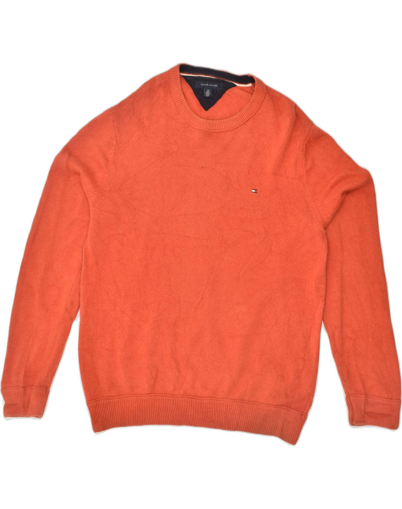 TOMMY HILFIGER Mens Crew Neck Jumper Sweater Large Orange Cotton | Vintage Tommy Hilfiger | Thrift | Second-Hand Tommy Hilfiger | Used Clothing | Messina Hembry 