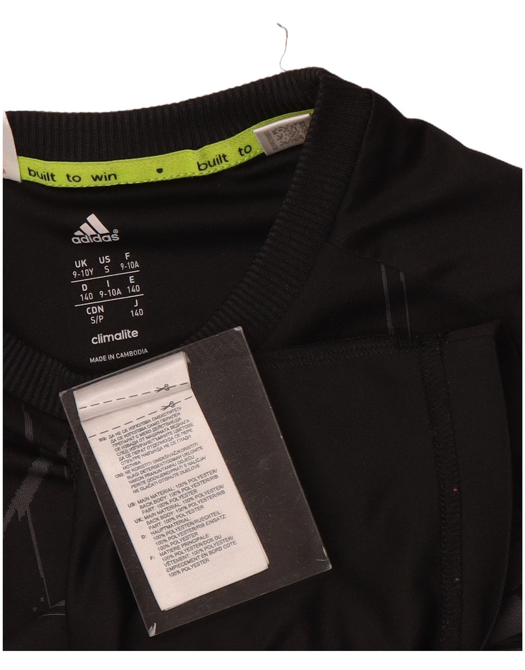 Adidas Boys MESSI Graphic T-Shirt Top 9-10 Years Black Polyester