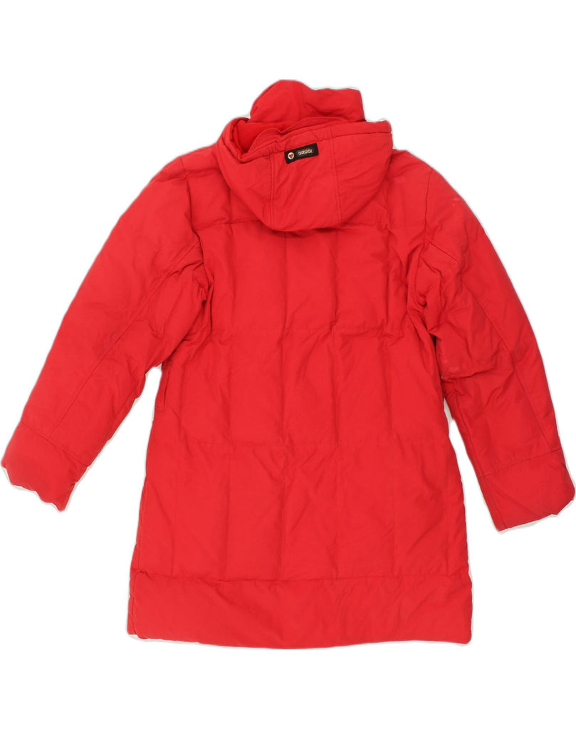 BRUGI Womens Hooded Padded Jacket IT 46 Large Red Polyester | Vintage Brugi | Thrift | Second-Hand Brugi | Used Clothing | Messina Hembry 