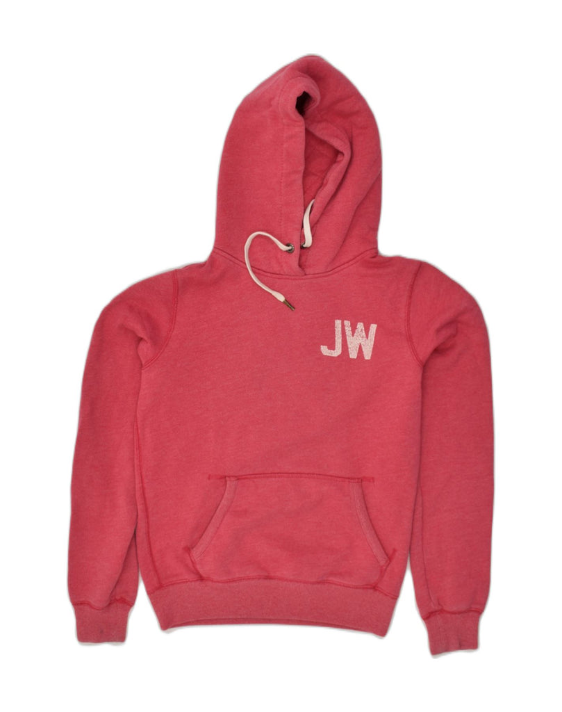 JACK WILLS Womens Graphic Hoodie Jumper UK 14 Medium Red Cotton | Vintage Jack Wills | Thrift | Second-Hand Jack Wills | Used Clothing | Messina Hembry 