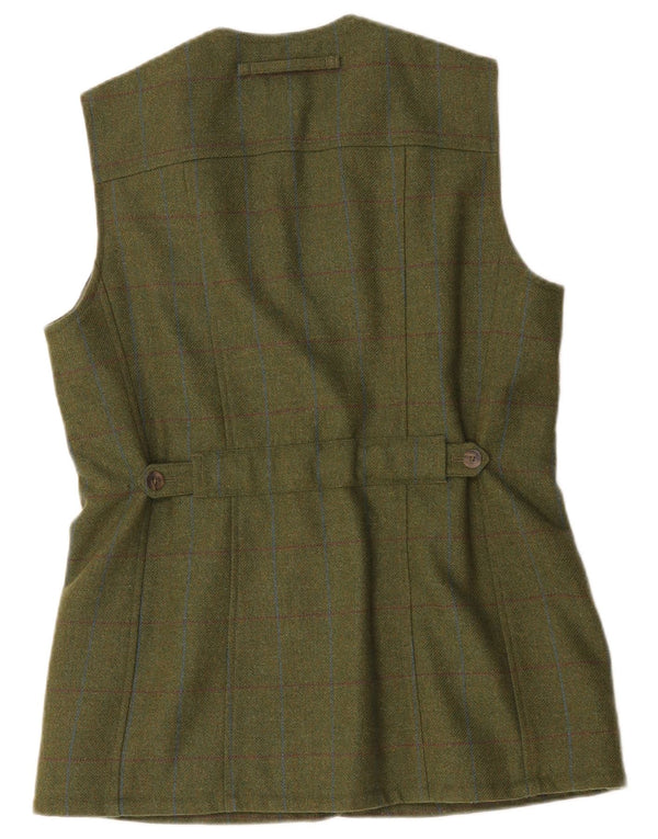 Musto Womens Gilet UK 14 Large Khaki Check Wool