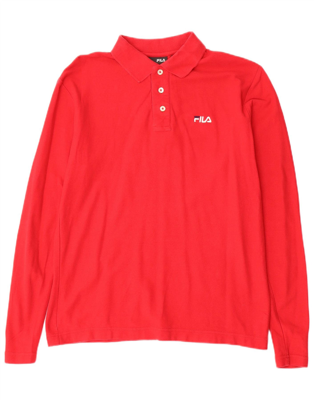 Fila Mens Long Sleeve Polo Shirt Small Red Cotton