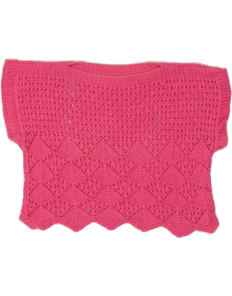 VINTAGE Womens Crop Crochet Blouse Top UK 8 Small Pink | Vintage Vintage | Thrift | Second-Hand Vintage | Used Clothing | Messina Hembry 