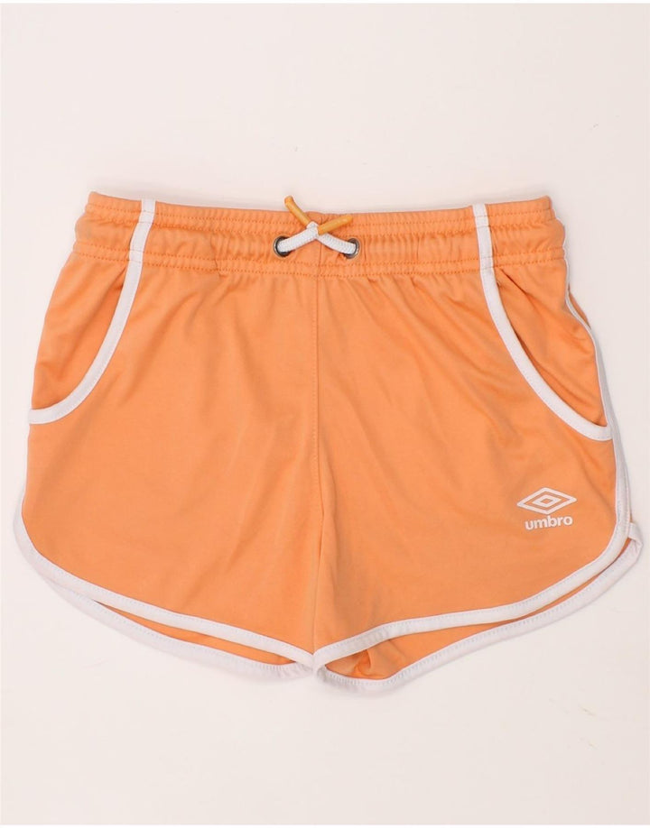 UMBRO Girls Sport Shorts 7-8 Years Medium Orange Polyester Vintage Umbro and Second-Hand Umbro from Messina Hembry 